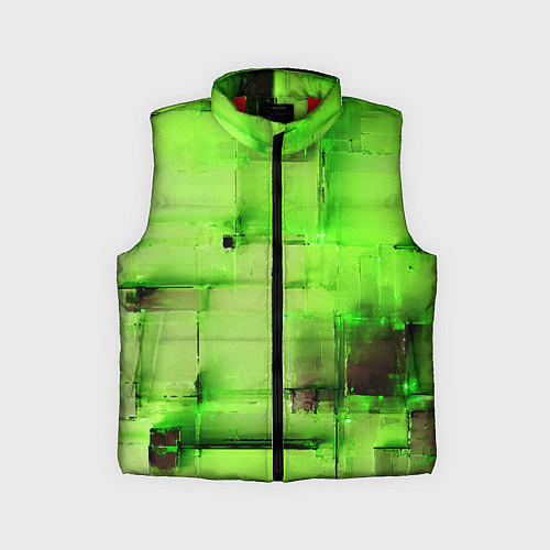 Детский жилет Чёрные пятна на зелёном фоне абстракция / 3D-Красный – фото 1