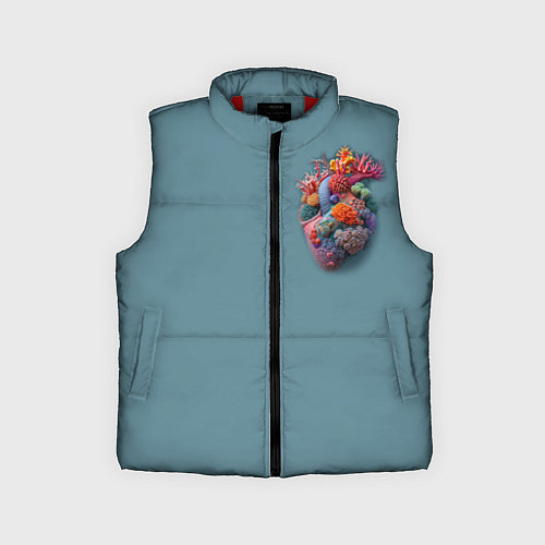 Детский жилет Яркое сердце из кораллов в морском стиле / 3D-Красный – фото 1