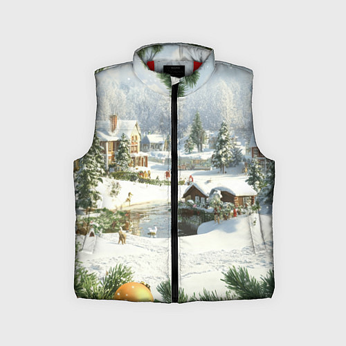 Детский жилет Рождественская атмосфсра / 3D-Красный – фото 1