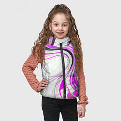 Детский жилет Волнистые чёрно-фиолетовые линии на белом фоне, цвет: 3D-светло-серый — фото 2