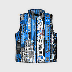 Детский жилет Киберпанк паттерн синий, цвет: 3D-черный