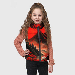 Детский жилет Япония природа в красном цвете, цвет: 3D-светло-серый — фото 2