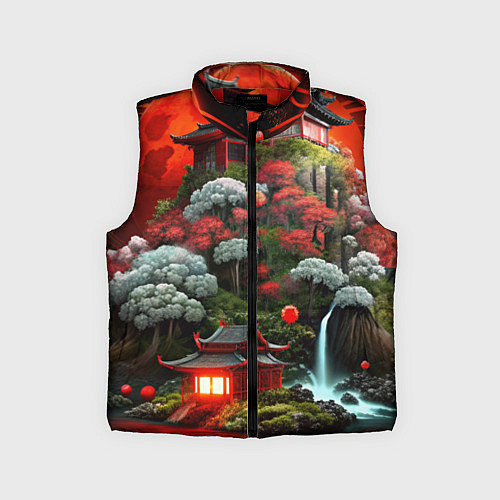 Детский жилет Японская гора природа / 3D-Красный – фото 1