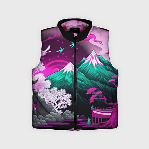 Детский жилет Горы японии природа / 3D-Красный – фото 1