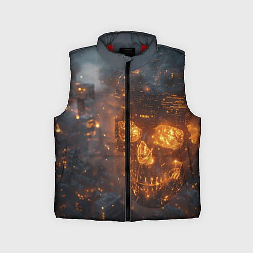 Детский жилет Череп - огонь / 3D-Красный – фото 1