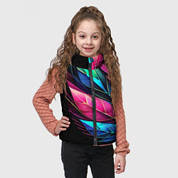 Детский жилет Букет из цветных перьев - неон, цвет: 3D-черный — фото 2