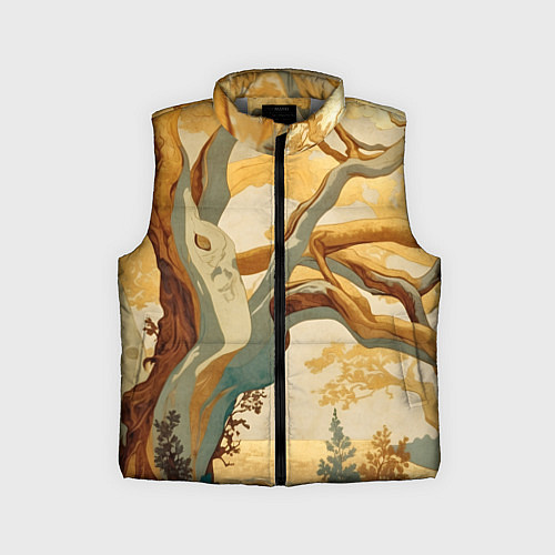 Детский жилет Дерево в японском стиле / 3D-Светло-серый – фото 1