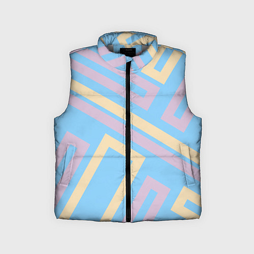 Детский жилет Прямоугольники по диагонали-голубой, бежевый / 3D-Светло-серый – фото 1