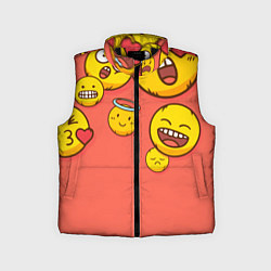 Детский жилет Смайлы на красном фоне, цвет: 3D-черный