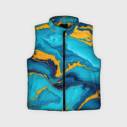 Детский жилет Синяя абстракция с золотым, цвет: 3D-светло-серый