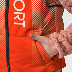 Детский жилет Sport красно-оранжевый с вертикальной полосой, цвет: 3D-черный — фото 2