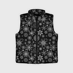 Детский жилет Белые снежинки на черном, цвет: 3D-черный