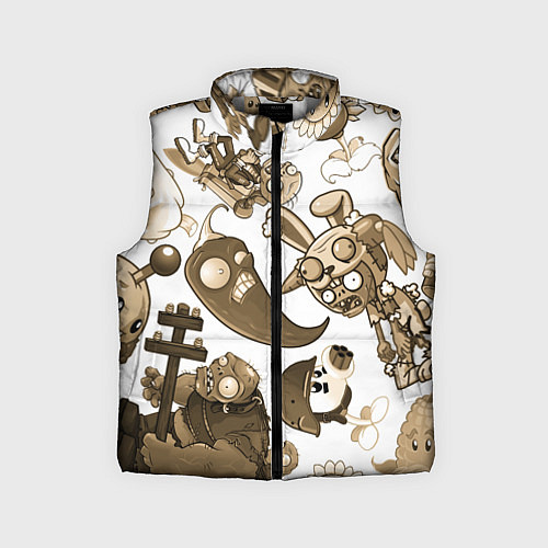 Детский жилет Растения против зомби в бежевых тонах / 3D-Светло-серый – фото 1