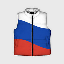 Детский жилет Флаг России волной, цвет: 3D-светло-серый