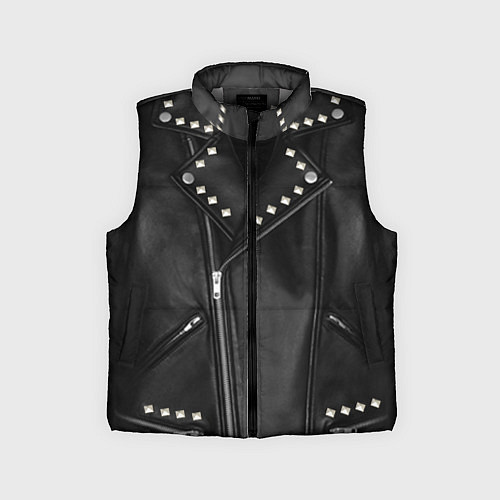 Детский жилет Кожаная косуха с клепками / 3D-Светло-серый – фото 1