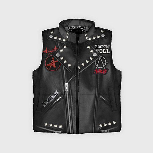 Детский жилет Рокерская косуха с нашивками Алиса / 3D-Светло-серый – фото 1