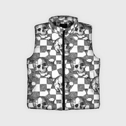 Детский жилет Черепа и клетчатый фон с дырами, цвет: 3D-черный