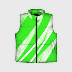 Детский жилет Яблочный зелёный абстракция с полосами, цвет: 3D-светло-серый