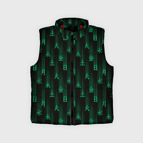 Детский жилет Паттерн с днями недели зелеными иероглифами / 3D-Красный – фото 1