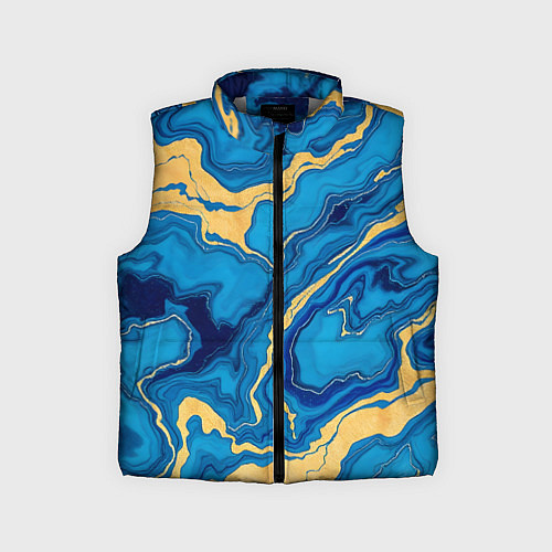 Детский жилет Синий мрамор с золотом / 3D-Светло-серый – фото 1