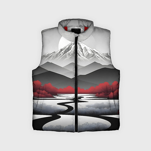 Детский жилет Белые горы и красные деревья / 3D-Красный – фото 1