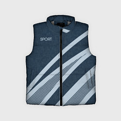 Детский жилет Sport синий текстурный с полосами, цвет: 3D-светло-серый