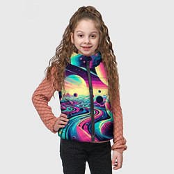 Детский жилет Неоновый разноцветный космос, цвет: 3D-черный — фото 2
