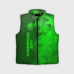Детский жилет Cyberpunk 2077 - green gradient по-вертикали, цвет: 3D-черный
