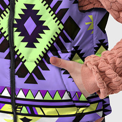 Детский жилет Геометрический сиренево желтый орнамент ацтеков, цвет: 3D-светло-серый — фото 2