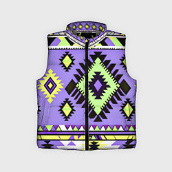 Детский жилет Геометрический сиренево желтый орнамент ацтеков, цвет: 3D-светло-серый