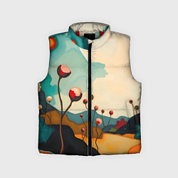 Детский жилет Сюрреалистичный пейзаж с цветами, цвет: 3D-красный