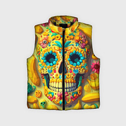 Детский жилет Красочный летний паттерн с черепом - нейроарт, цвет: 3D-черный