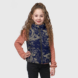 Детский жилет Золотые драконы на синем, цвет: 3D-черный — фото 2