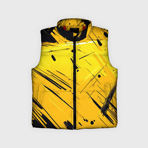 Детский жилет Желтая краска на черном фоне / 3D-Красный – фото 1