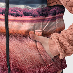 Детский жилет Поле и деревья пейзаж - инфракрасный стиль, цвет: 3D-черный — фото 2