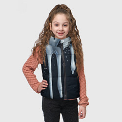 Детский жилет Белая объемная слизь текстура, цвет: 3D-черный — фото 2