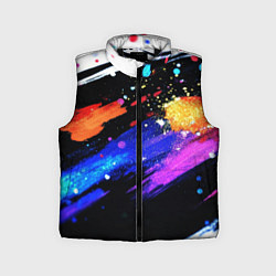 Детский жилет Разноцветные блестящие кляксы - текстура, цвет: 3D-черный
