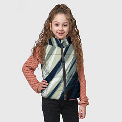 Детский жилет Синий с оливковым диагональные полосы, цвет: 3D-черный — фото 2