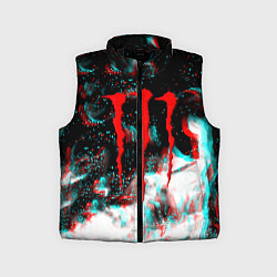 Детский жилет Monster energy огонь глитч, цвет: 3D-черный