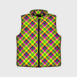 Детский жилет Желто синий клетчатый рубашечный узор, цвет: 3D-черный