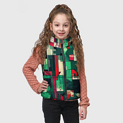 Детский жилет Абстракция красно-зелёный геометричный, цвет: 3D-черный — фото 2