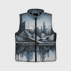 Детский жилет Небоскребы и скалы, цвет: 3D-черный