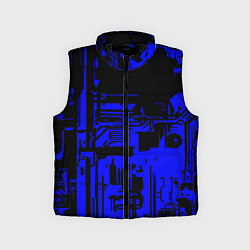 Детский жилет Чёрный и синий ультрамарин абстракция, цвет: 3D-черный