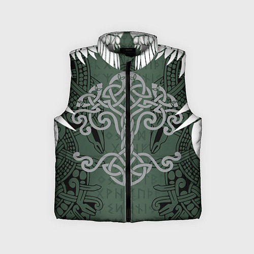 Детский жилет Древние руны и древо жизни с крыльями / 3D-Светло-серый – фото 1