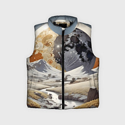Детский жилет Река и планеты, цвет: 3D-черный