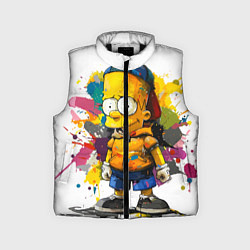 Детский жилет Рисунок красками Барт Симпсон, цвет: 3D-черный