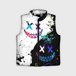 Детский жилет Неоновые брызги - жуткие улыбки, цвет: 3D-черный