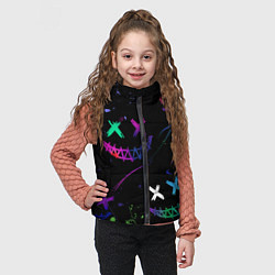 Детский жилет Неновые краски - лица крипи смайл, цвет: 3D-красный — фото 2