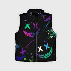 Детский жилет Неновые краски - лица крипи смайл, цвет: 3D-светло-серый