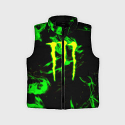 Детский жилет Monster energy кислотное лого огонь, цвет: 3D-черный